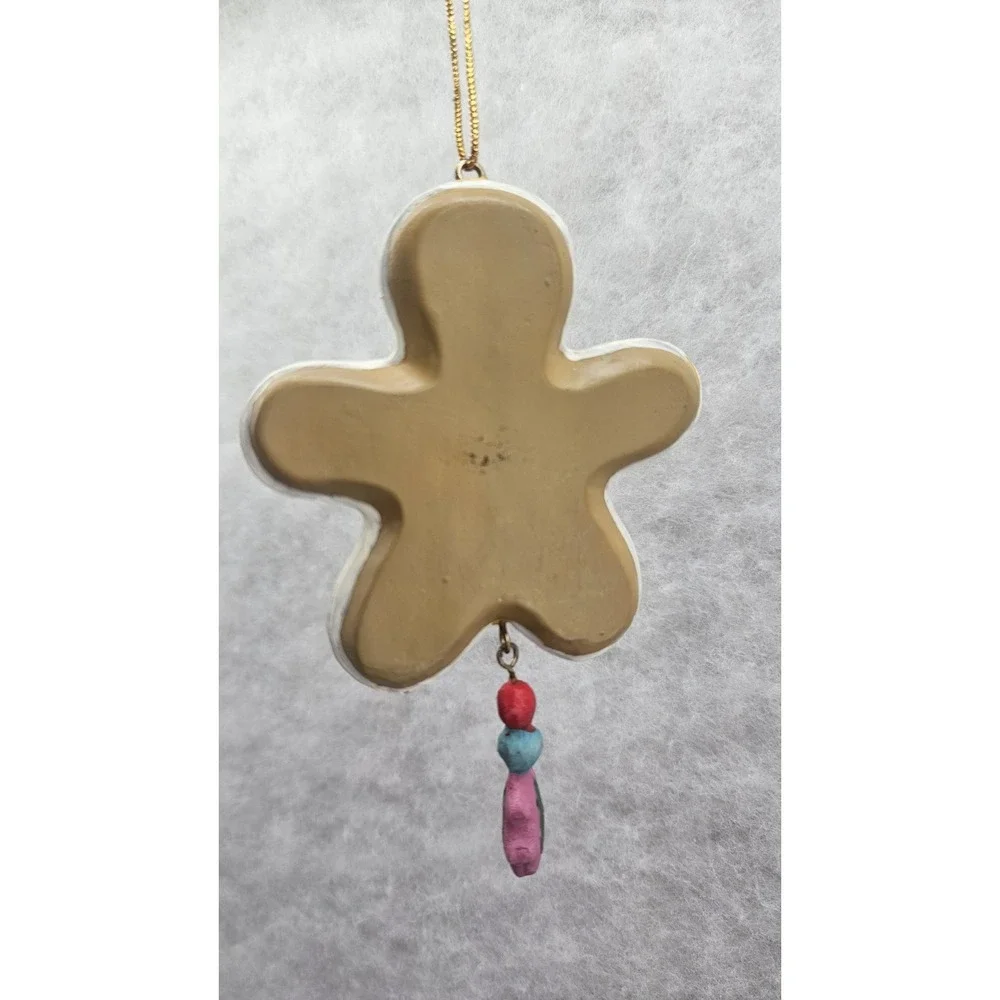 Resin Gingerbread Cookie‎ Christmas Ornament Patchwork White Scarf Hanging Charm